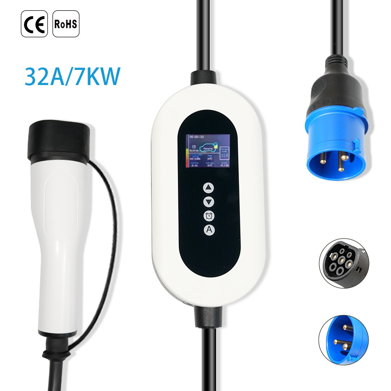 32A European Standard EV Charger with LED Screen