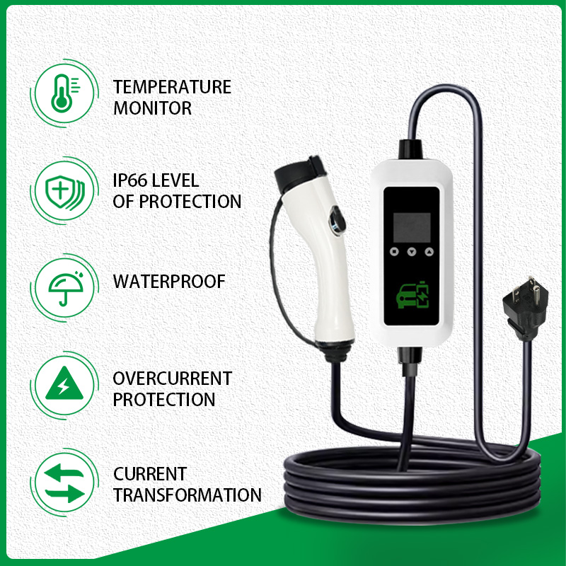 Caricabatterie per veicoli elettrici standard USA da 16 A con schermo LED