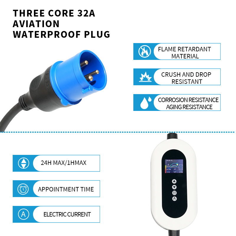 32A European Standard EV Charger with LED Screen